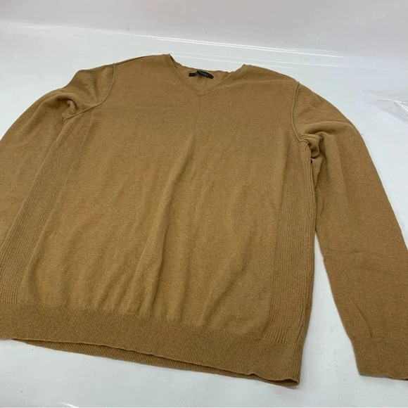 Mark Anthony Sweater Men XL  Cotton‎ Cashmere V Neck Camal Neutral Long Sleeve - Picture 6 of 11